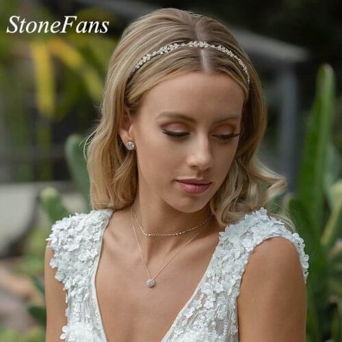 Stonefans Leaf Crystal Bride Hairband Tiara Crown Bridal Hair Hoop Headband Wedding Hair Accessories Headwear Jewelry Wholesale