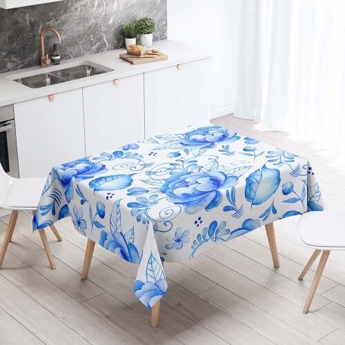 Rectangular Tablecloths Decorative Table Cover 3D Printing Varicolored Flowers Dining Table Cloth