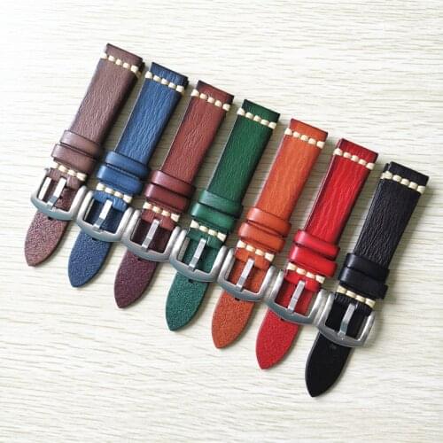 Handmade 20mm Soft Genuine Leather Universal WatchBand Strap Replace For Fossil Citizen Panerai CASIO Rolex Bracelet Wristband