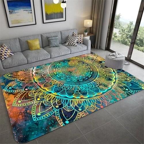 Spherical carpet with mandala and stars, large carpet for living room and bathroom, girl, bedroom and floral carpet