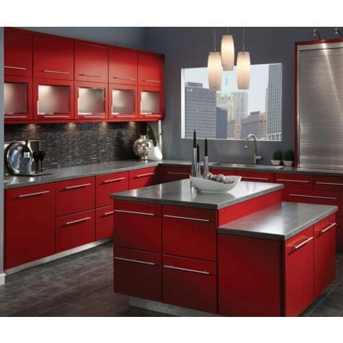 Dark red kitchen cabinet factory