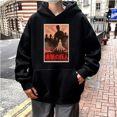 Attack On Titan Printing Hoodies Sweatshirt Anime Character Eren Streetwear Men Long Sleeve Oversized Hoodie Male