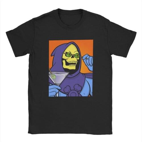 Funny Party Skeletor He-Man T-Shirt Men Round Neck Pure Cotton T Shirt Masters Of The Universe Short Sleeve Tees Classic Clothes