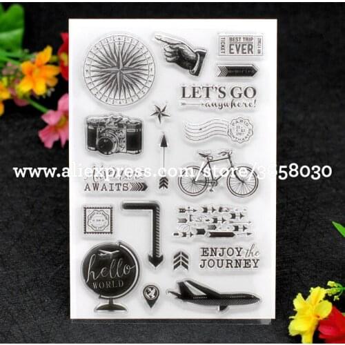 Hello WORLD ENJOY the JOURNEY Scrapbook DIY photo cards account rubber stamp clear stamp transparent stamp 10x15cm 80526115
