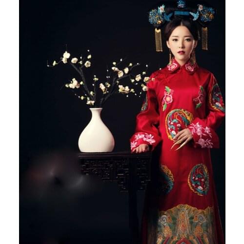 3 Designs High Quality Embroidery Qing Dynasty Princess Costume Bride Red Wedding Hanfu Female Cosplay Stage Performance Dress