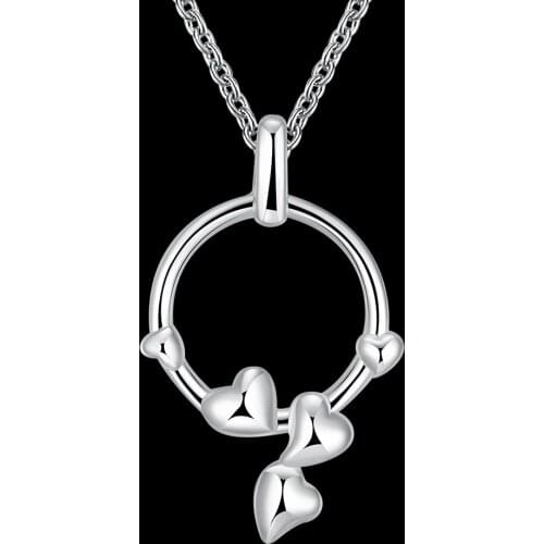 Fast Shipping Romantic Jewelry 925 Sterling Silver Heart Shape Womens Gift Pendant Chain Necklace
