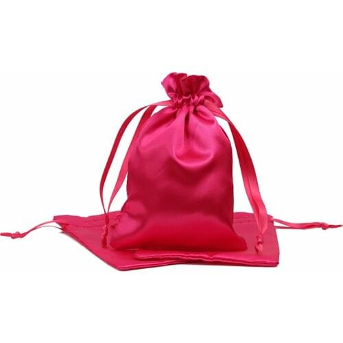 100pcs CBRL small Satin drawstring pouches Satin jewelry gift bags custom satin hair packing bag