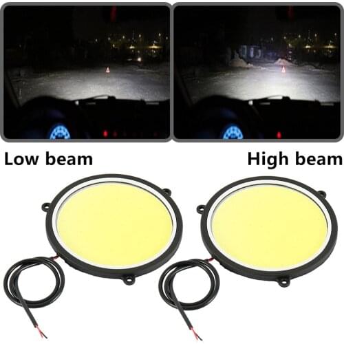 2pcs LED Car Driving Lamp Daytime Running Light Refit Anti-fog Lamp Waterproof COB LED White Round Auto Fog Lights High Quality