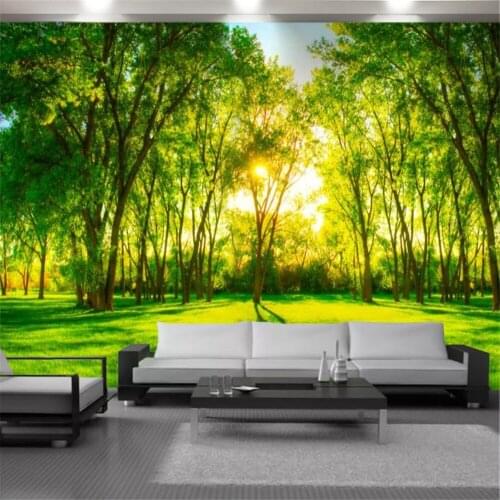 3d Landscape Wallcovering Wallpaper Beautiful Green Sunny Forest Scenery Painting Mural Home Decor Living Room Wallpapers