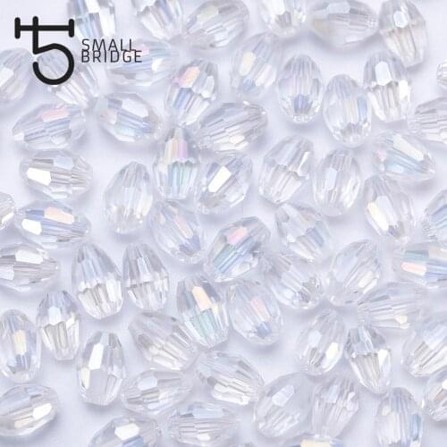 4*6mm Austria Ab Transparent Glass Rice Beads for Bracelet Making Beading Supplies Faceted Crystal Beads Wholesale Y103