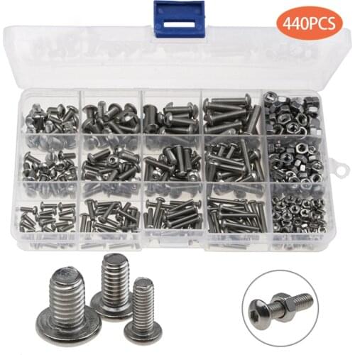 440pcs Nuts & Bolts Screws Kit Set Stainless Steel Assortment M 3 M 4 M 5 Kit Portable