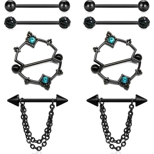 14G 8PC Nipplerings Nipple Rings Piercing Strainght Barbells Stainless Steel Jewelry for Women Girls