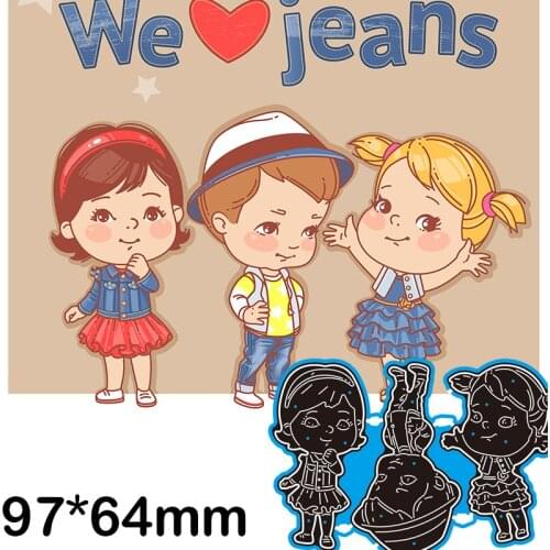 97*64mm Cute Boy Girl New Cutting Dies Scrapbook Decoration Embossing Paper Craft Album Card Punch Knife Mold