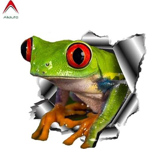 Aliauto Lovely 3D Frog Car Stickers Torn Metal Vinyl Decal Funny Animal Automobiles Motorcycles Accessories,13cm*12cm