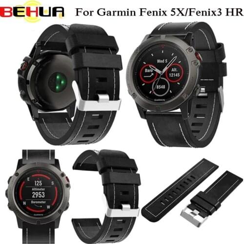 Good Leather wrist Watch Strap Bracelet For Garmin Fenix 3 Smartwatch 26MM Watch band for Gamin Fenix 5X Belt wristband Brown