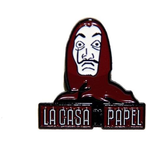 TV Series La casa de papel House of Paper Money Heist Dali Mask Man Enamel Alloy Badge Brooch Pin Clothes Lapel Accessories
