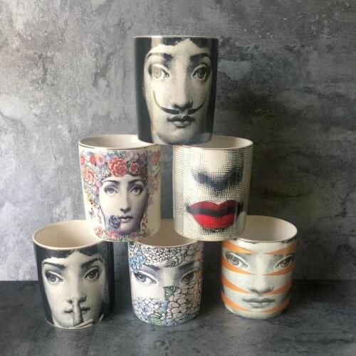 European Retro Candle Holder Ceramic Candle candelabra Lina Face Ceramic Storage Cans Jars Home Desktop Decoration