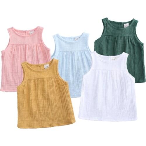 New Summer Toddler Girl Clothes T-Shirt Sleeveless Garment Solid Cute T-Shirt For Girls Tops Baby Tee Girls Blouses For Grils