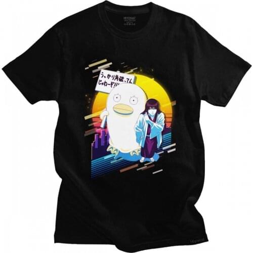 Gintama T Shirt Man Soft Cotton Katsura Kotarou and Elizabeth Tee Tops Short-Sleeve Printed Japanese Anime Manga T-shirt Merch