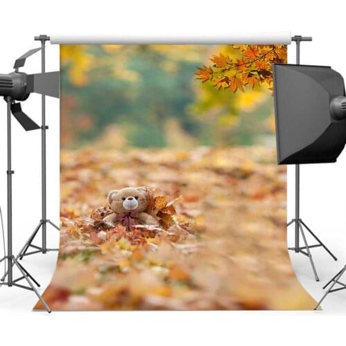 Mehofoto Maple Leaf Bokeh Backdrop Photography Bear Photo Background for Photographers Studio Folded S-2186