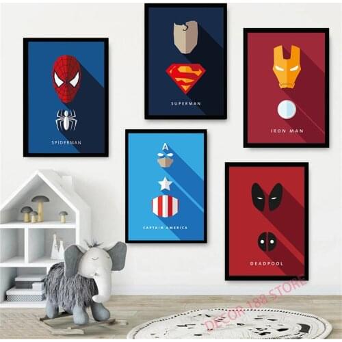 Marvel Avengers Canvas Painting Cartoon Superheroes Poster Iron Man Wall Art for Kids Room Decoration Pictures Home Decor