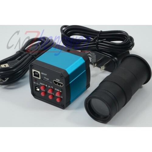 FYSCOPE HD 14MP HDMI 720P USB Digital Industry Video Inspection Microscope Camera Set TF Card Video Recorder + 100X C-MOUNT