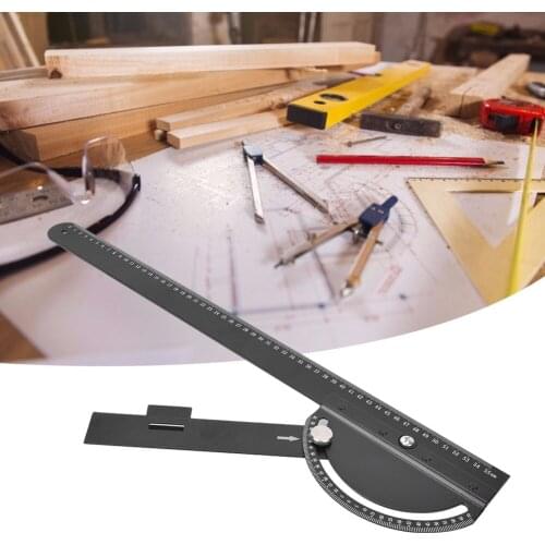 Multifunctional Movable Steel Guide Ruler 550mm Woodworking Tool for Length Anti-Rust Angle Measurement Scribing Range 550mm