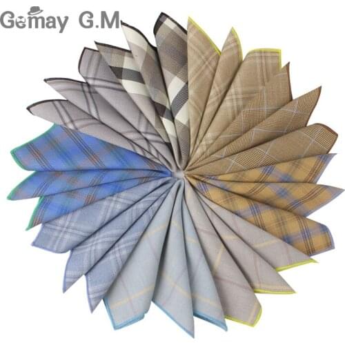 Fashion Cotton Handkerchief Plaid Pocket Square For Wedding 25cm*25cm Hankies For Men Brand Suits Pocket Towel Hanky