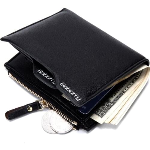 Fashion RFID Theft Protect Men Wallet Thin Purse Male Clutch Bag Coin Money Boy Zipper Bifold Wallets Coin Purse Card Holder