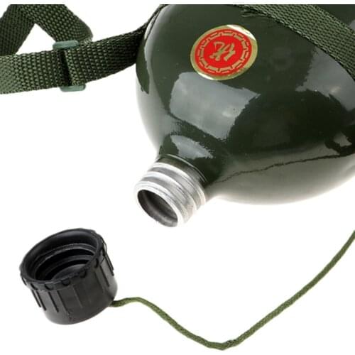 Outdoor Water Bottle Camping Container W/ Strap Cover Aluminum Cup