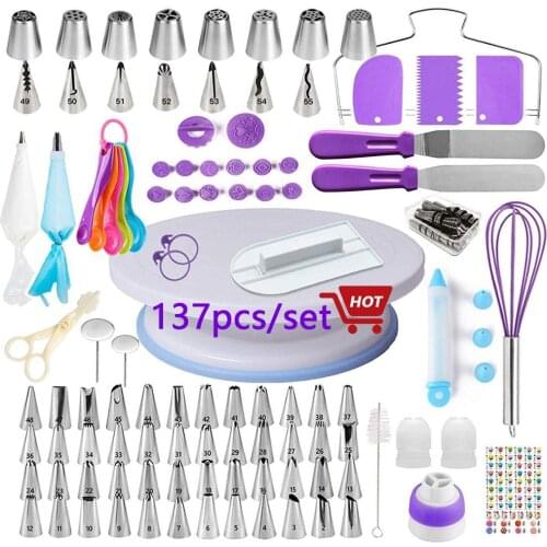 Olerd 137pcs/set Cake Decorating tools Turntable Set Decorating Kit Pastry Party Kitchen accessories Dessert Baking Supplies DG3