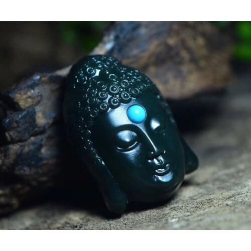 Natural Xinjiang Hetian Jade Green Top Fine Material Buddha Head Pendant hp387