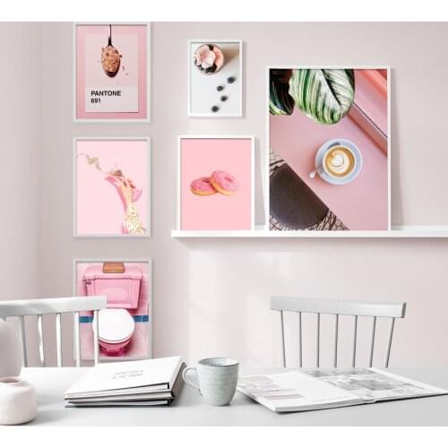 Donut Candy Coffee Dessert Pink Toilet Wall Art Canvas Painting Nordic Posters And Prints Wall Picturs For Living Room Decor