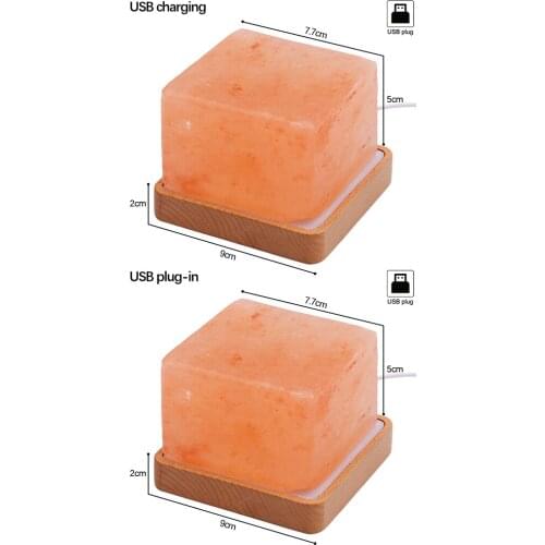 USB Himalayas Salt Crystal Rock Lamp for Health Small Mineral Negative Lonic Stone Salt Night Light for Bedroom