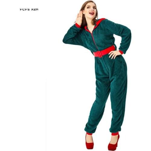 Dark Green Women Santa Claus Cosplay Female Halloween Christmas Costumes Tree Carnival Purim Stage play Masquerade party dress