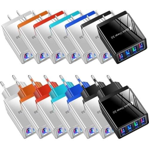 US/EU Portable Travel 4 USB Ports Wall Charging Mobile Phone Charger Power Adapter For Universal Mobile Phone Tablet Charger