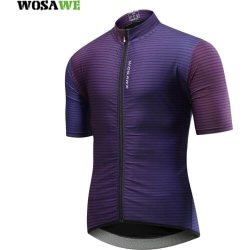 WOSAWE Purple Cycling Jersey Sport T Shirt Quick Dry Fitness Gym Shirts Short Sleeve Mens Running Jerseys Sportswear Workout