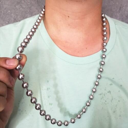 10mm huge wide silver color stainless steel ball chain beads chain necklace 18-40 inch for mens jewelry necklace