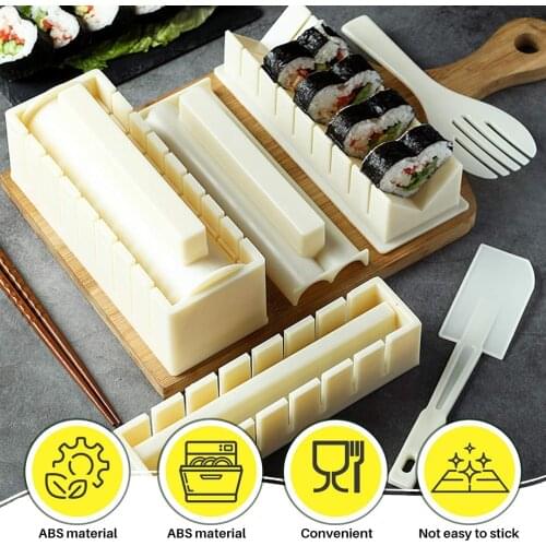 10pcs/Set Sushi Maker Kit Plastic Sushi Molds Easy DIY Cooking Sushi Preparation Kit Rice Roller Kit Sushi Cooking Tools #20