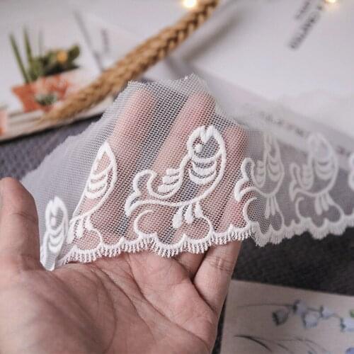 2yards White Cartoon Embroidery Animal Fish Lace Trims Fabric Soft Tulle Lace Trimming Lolita Skirt Clothing Accessories 8cm