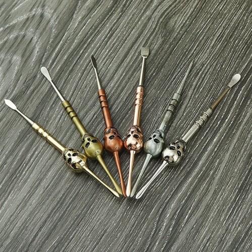 5pcs 120mm Dab wax Carver tool is Stainless steel Skull Non stick Dabbing Slick butane oil Dabber Carving Tool