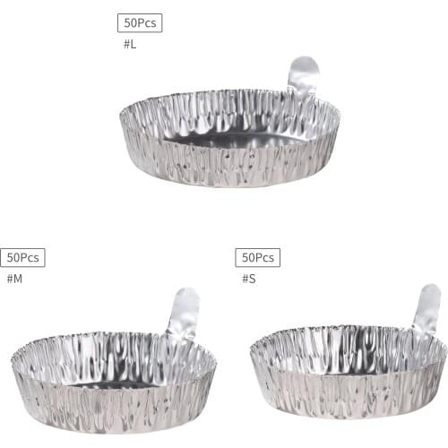 50Pcs Aluminum Weighing Dishes Liquid Powder Weighing Trays Crimped-Walled Disposable Weigh Plates with Large Tab Weighing Tools