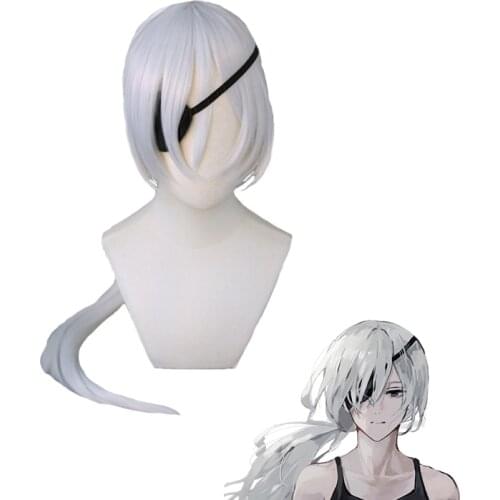 Anime Chainsaw Man Quanxi Cosplay Wig 80cm Long Silver Gray Heat Resistant Synthetic Hair Halloween Party Role Play