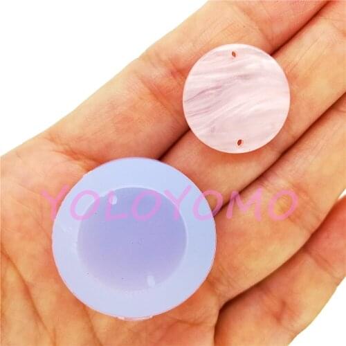 B383YL 19.0mm Round Earrings Necklace (2 holes) Silicone Mold Resin Art Jewelry Making Craft Decoration OVEN SAFE FOOD SAFE