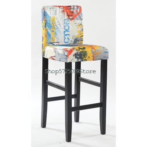 Bar Chair Solid Wood Modern Simple European Bar Chair High Chair Home Front Desk Back Front Desk Chair Nordic Stool