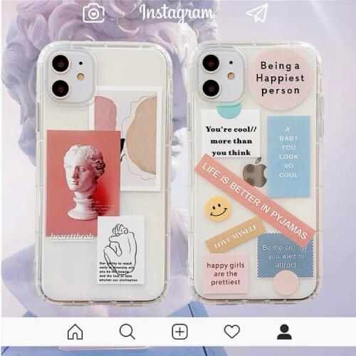 Optimistic Sentences David Statue label Phone Case for iphone 12 12mini 12 pro max 11 11pro 11 pro max X XS 6 6s 7 8 plus Cover