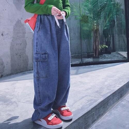 Kids Teen Girls Clothing Denim Sport Pants Teenage Girls Cargo Pants Children Trousers Pants Boys Clothes For Teens Sweatpants