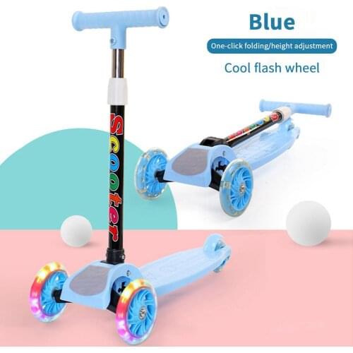 Kids 3 Wheel Kick Scooter With Flashing Wheels Adjustable Height Balance Coordination Training For Kids Aged 2 To 8