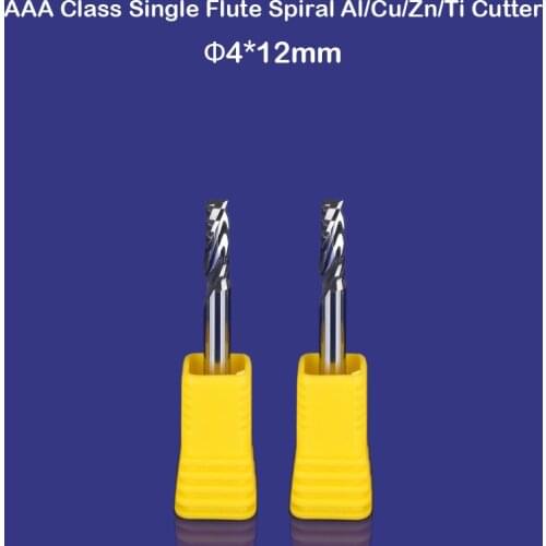 2PCS 4MM one Flute Aluminum Cutting Tools, imported Carbide End Mill Bits, Single Spiral Cutters, Engraving Tools, CNC CEL 12MM