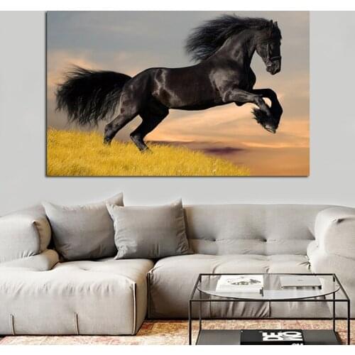 Modern Nordic Animal Canvas Painting Wall Art Black Horse Poster and Print for Living Room Bedroom Decoration No Frame